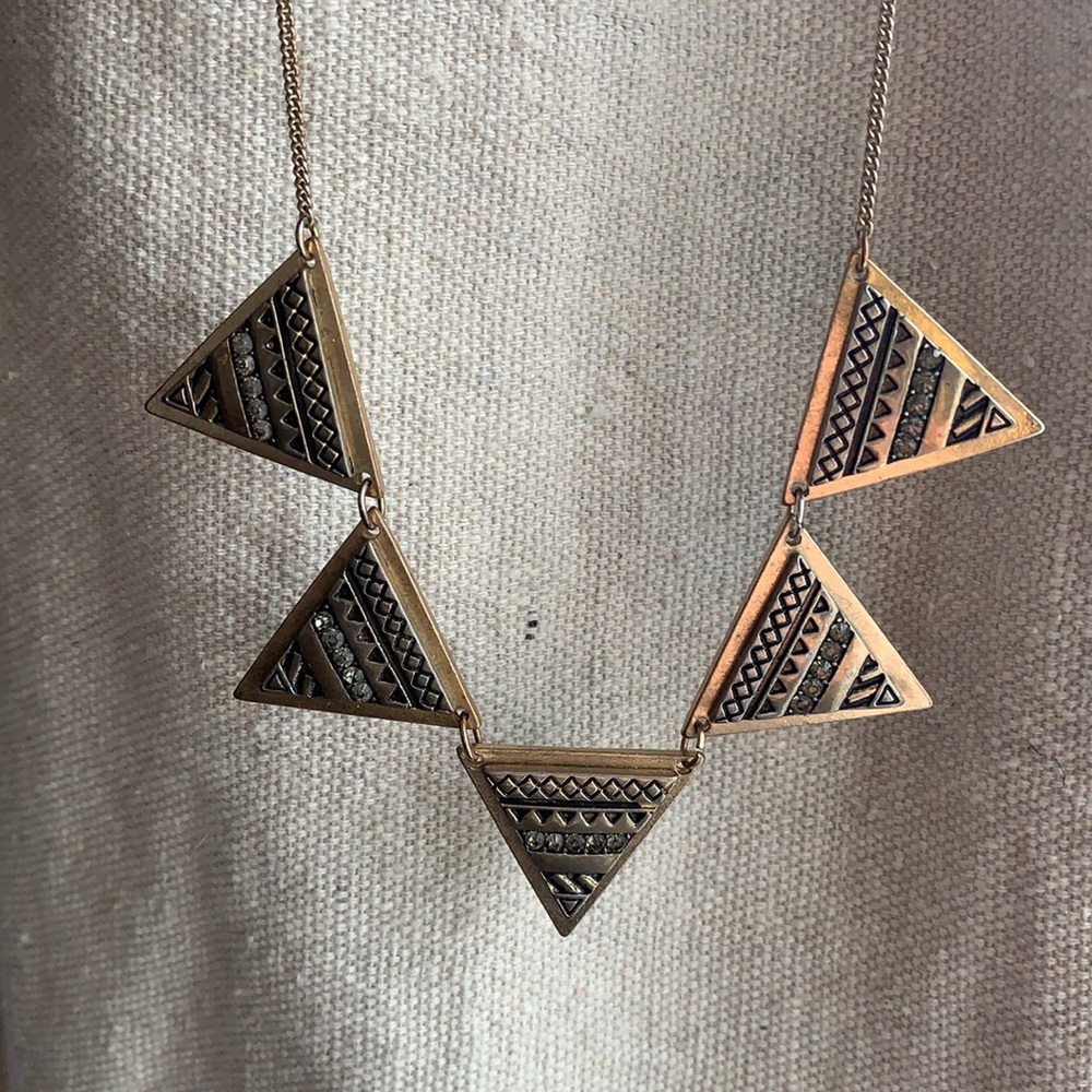 Gold Geometric Spike Necklace